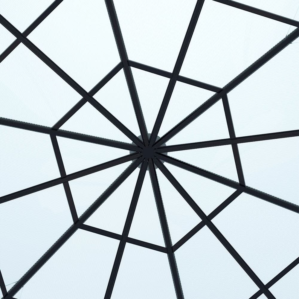 Dark Grey Aluminum & Steel Hexagonal Polycarbonate Canopy