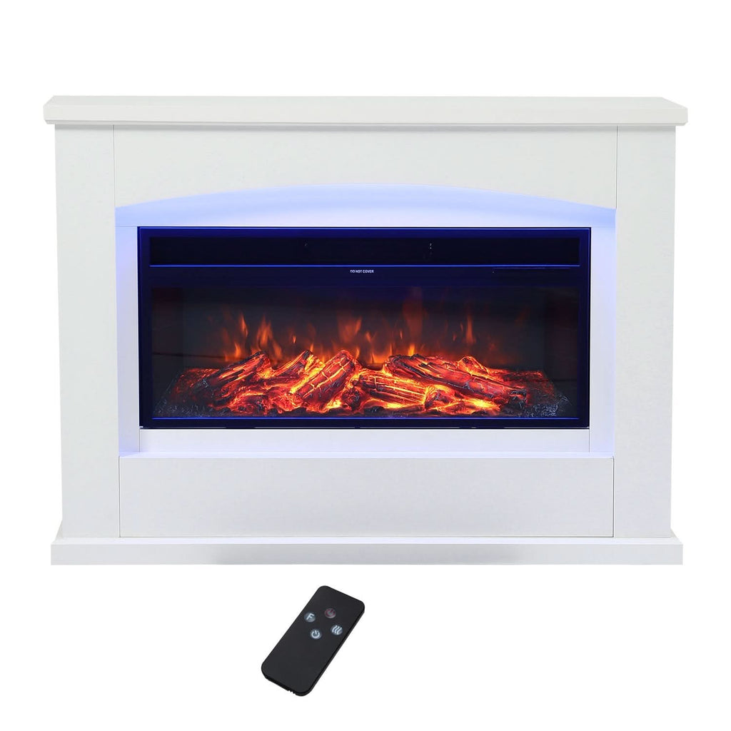 39/48 Inch W Electric Fireplace Suite 1800W with Ambient Light 1/7 LED Colours