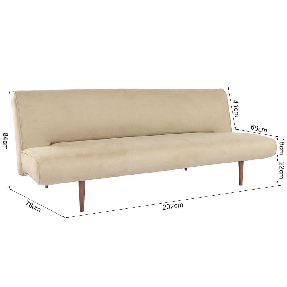 3 Seater Upholstered Sofa Bed Couch with Wood Legs