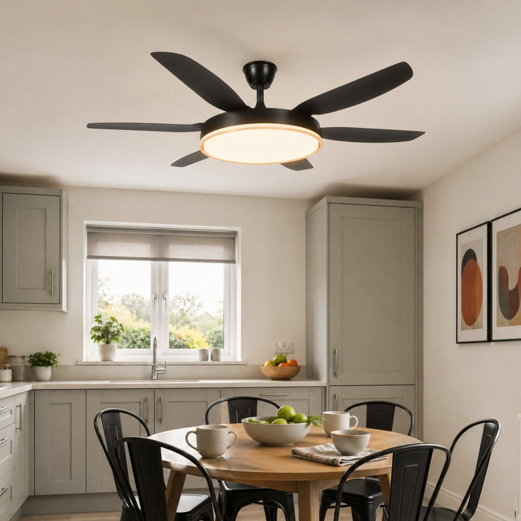 Lightsin Modern Black 57inch LED Ceiling Fan with Remote Control