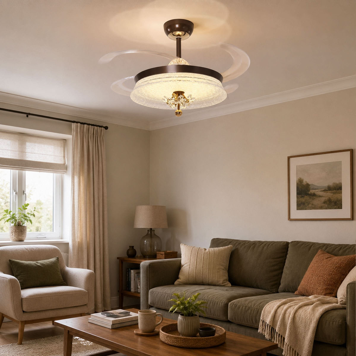 Lightsin 36 Inch Ceiling Fan with 6-Speed Remote and Reverse Motor