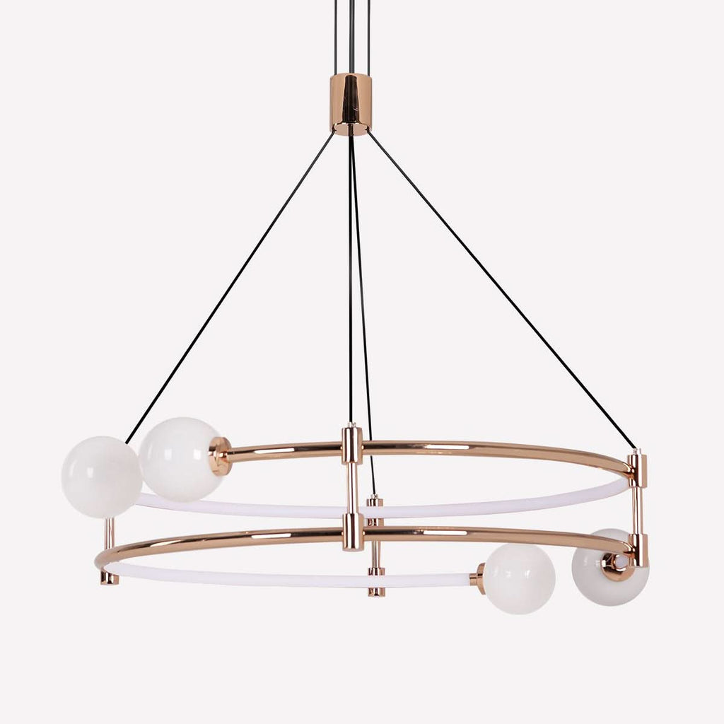 Lightsin Elegant Gold Double-Ring Halo Chandelier with Tri-Color LED Lighting
