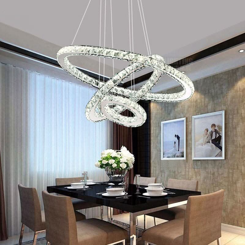 3 Rings Ceiling Light Crystal LED Chandelier Pendant Non-Dimmable