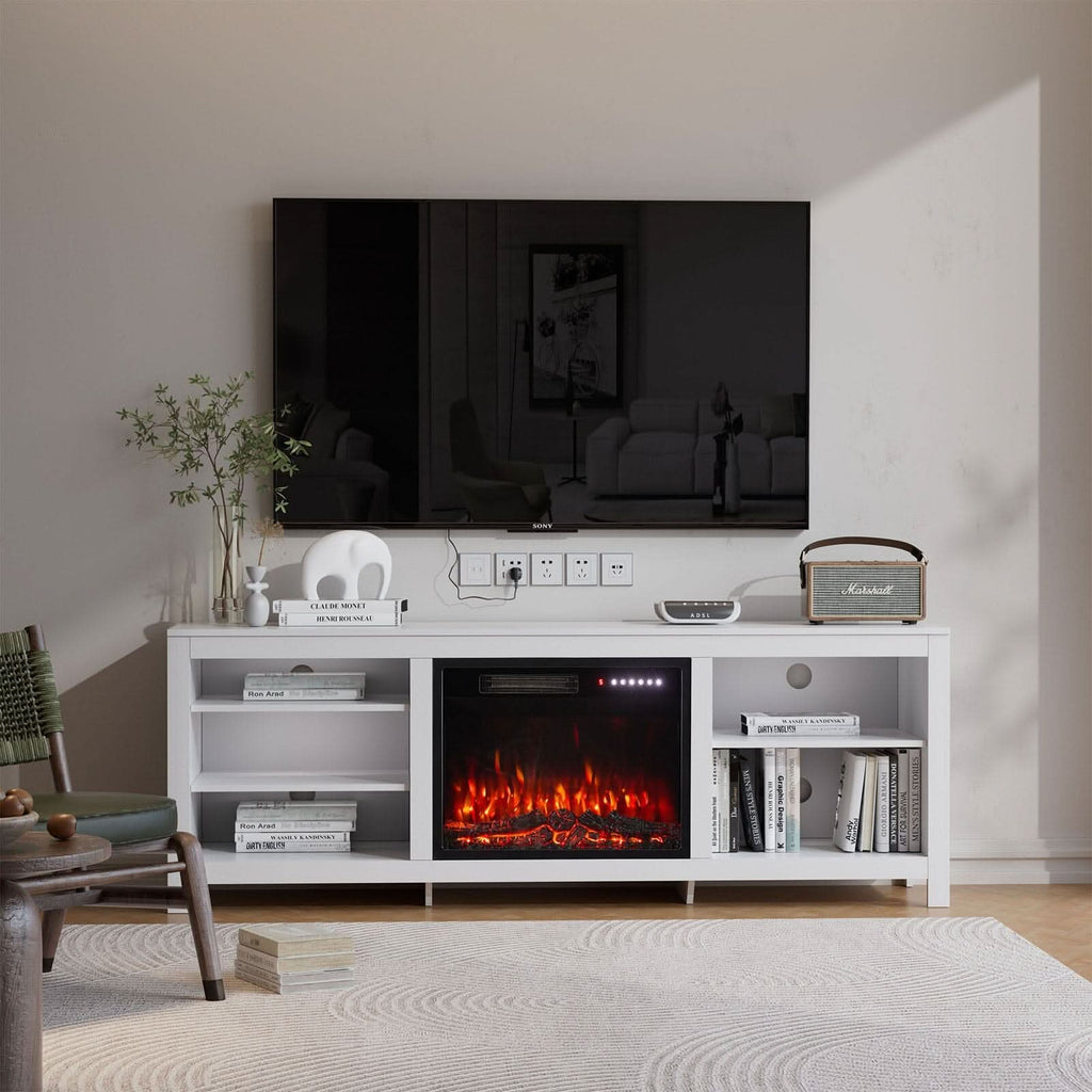 23Inch Electric Fireplace with TV Stand | 12 Flame Colours, Remote Control