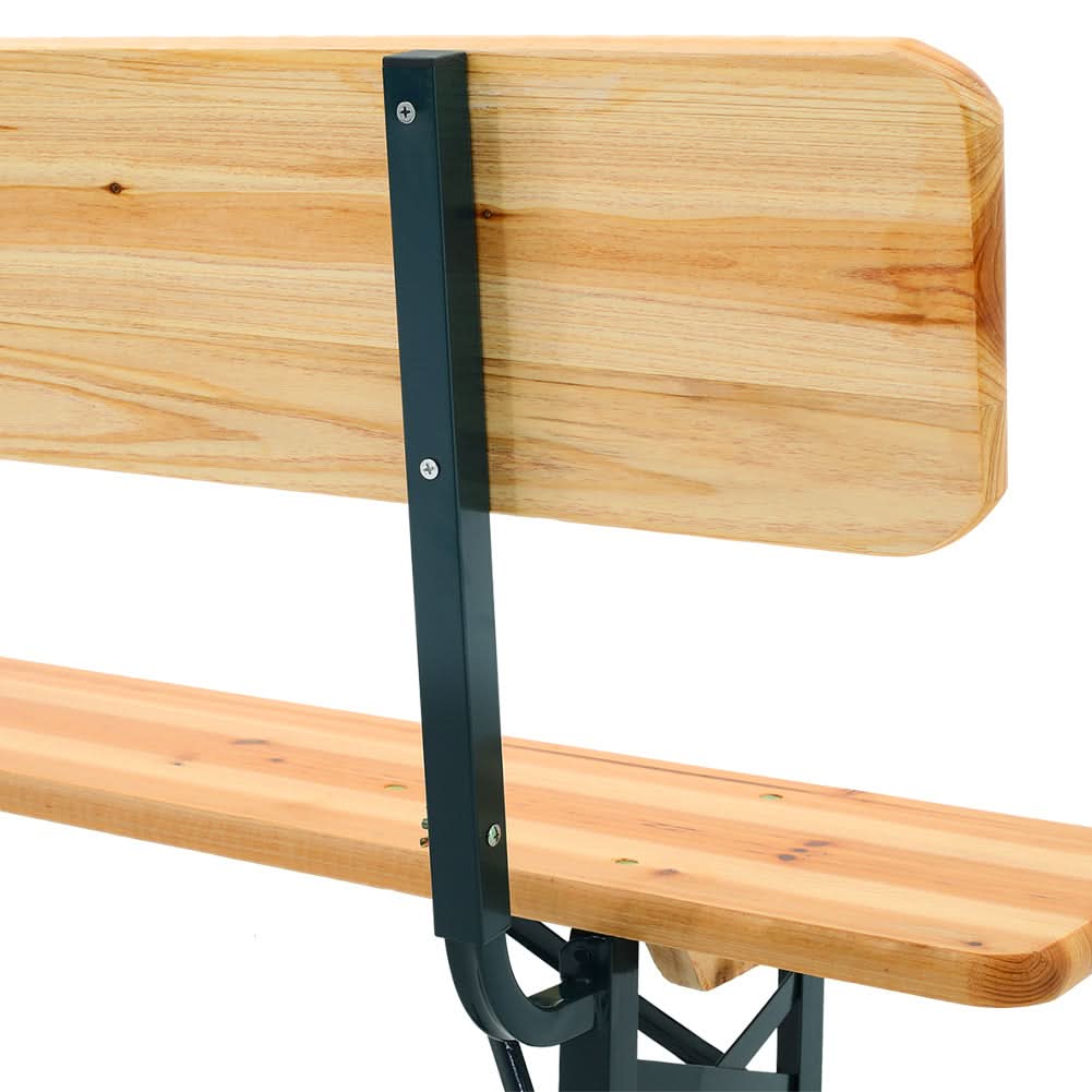 Set of 2 Folding Garden Benches with Backrest Cedar Wood Outdoor Bar Chairs
