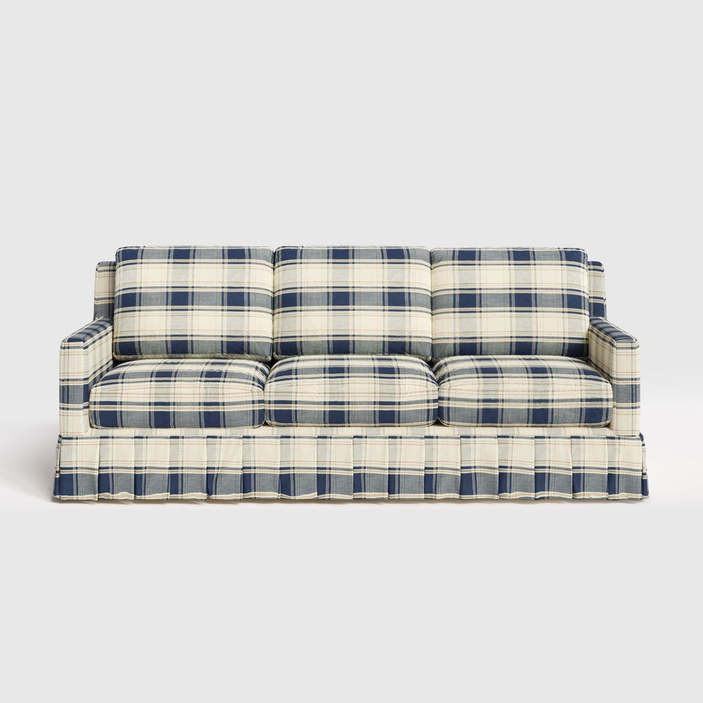 Cottonfy 3 Seater Striped Sofa with Removable Covers and Skirted Design