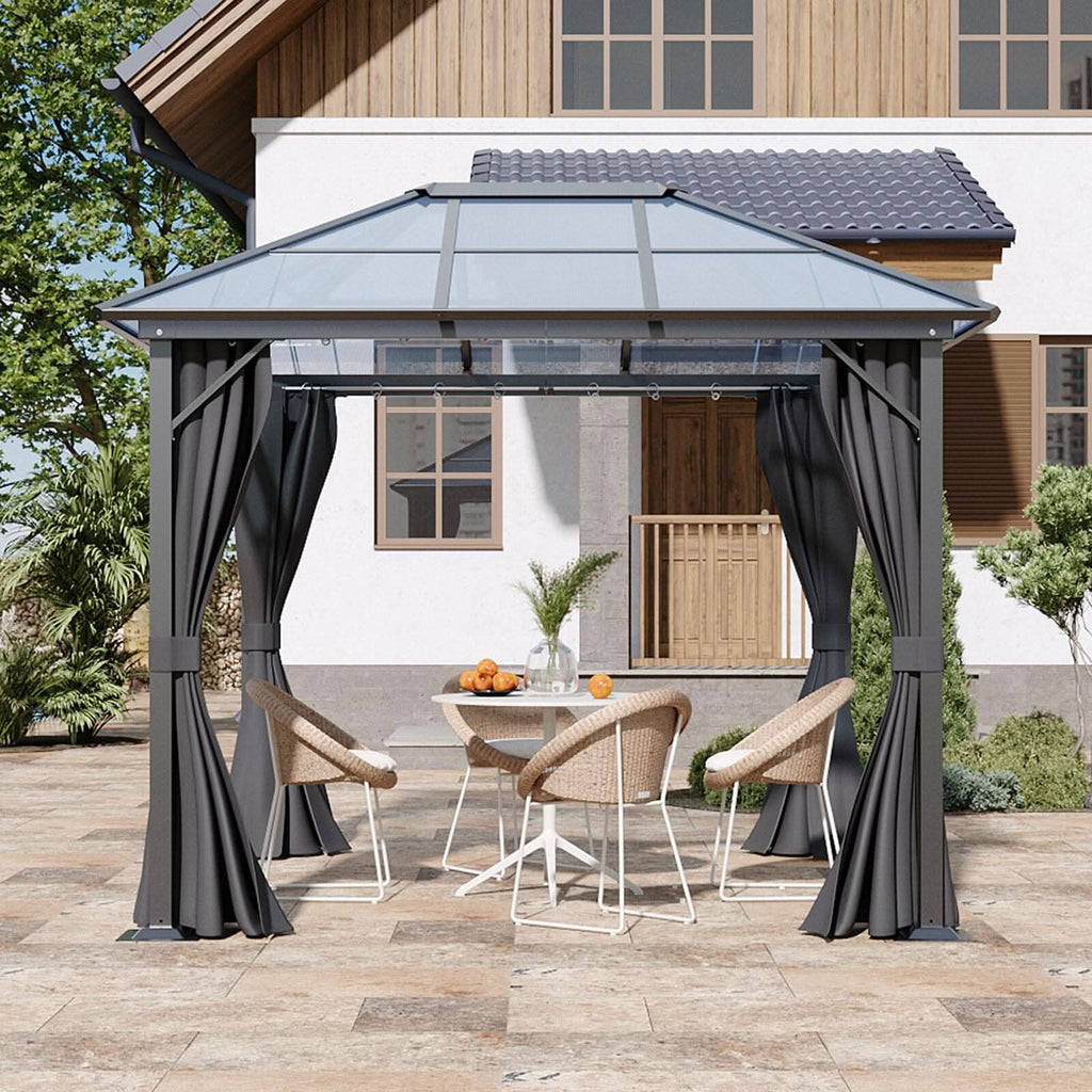 3*3*2.6m Dark Grey Single-roof Sunshade Canopy with Surrounding Fabric