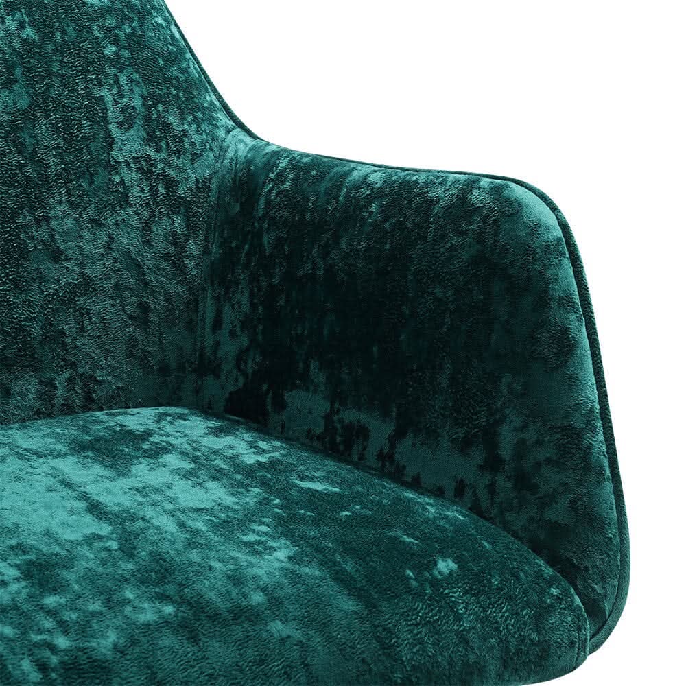 88cm Height Velvet Upholstered Home Office Swivel Task Chair with Flared Arms