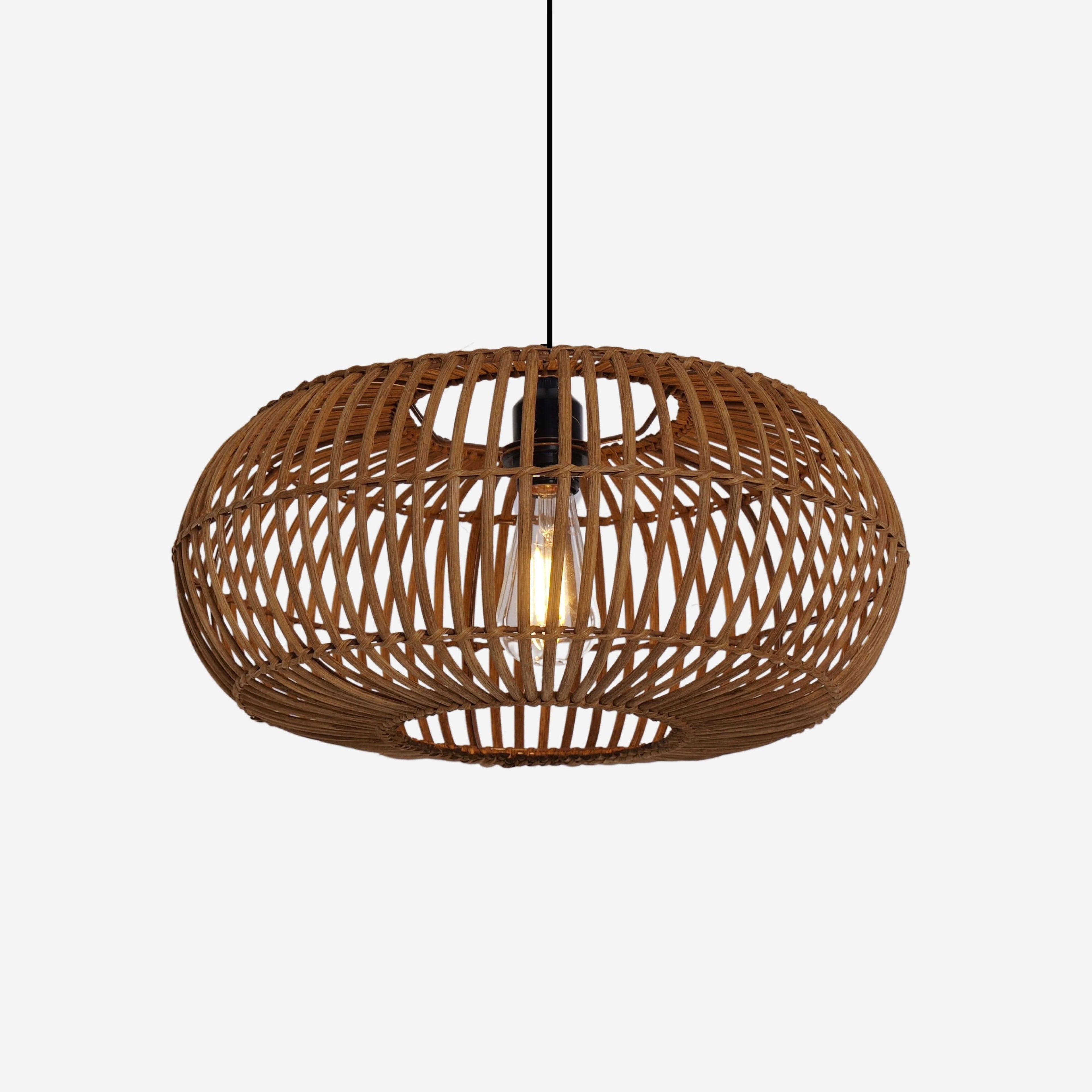 Lightsin Natural Bamboo Woven Round Pendant Light for Warm Interiors