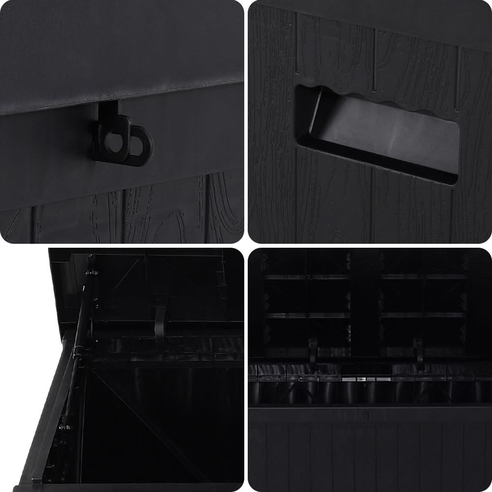 4ft PP Garden Storage Deck Box Outdoor Black Classic