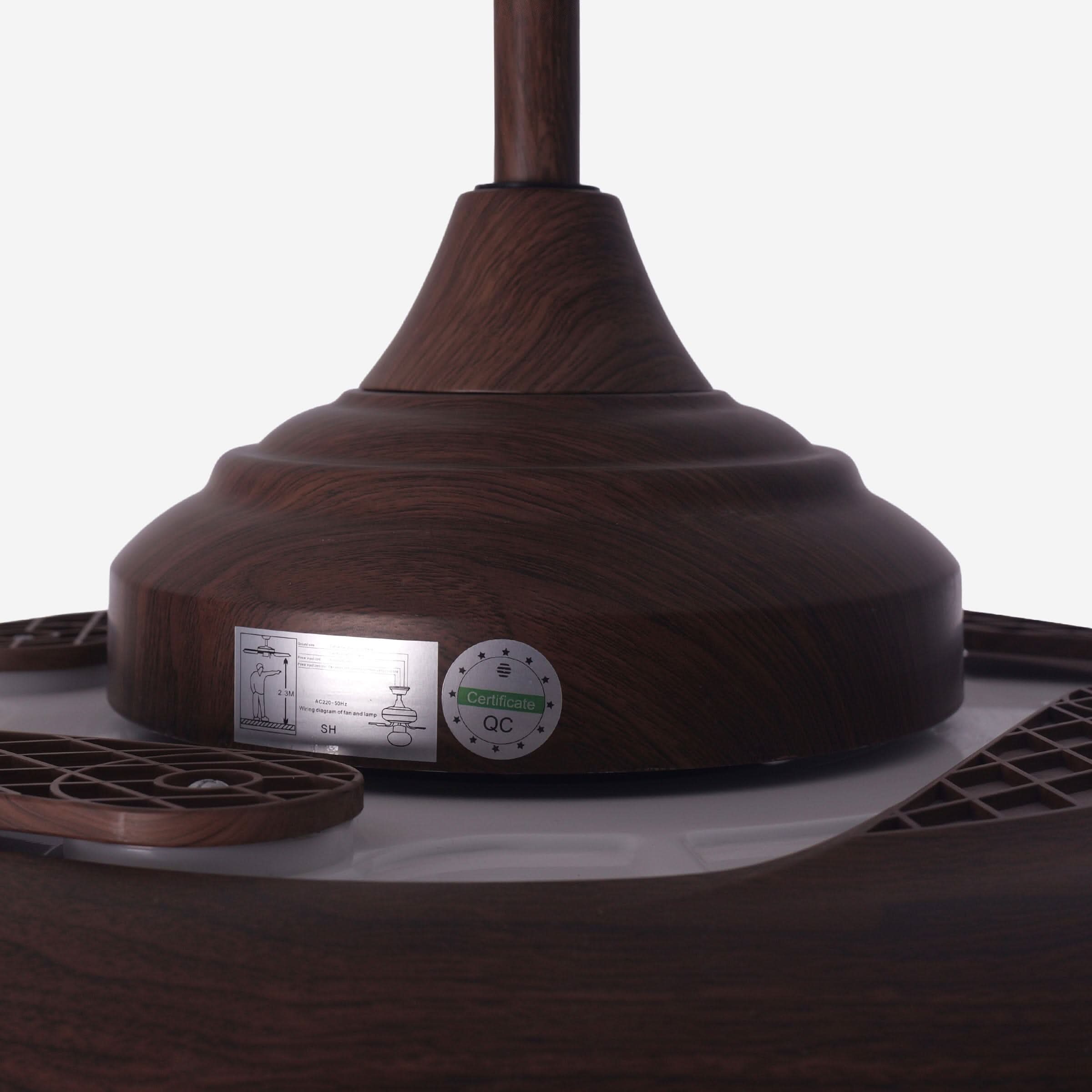 Lightsin Walnut Effect LED Ceiling Fan Light with Remote for Living Room & Bedroom