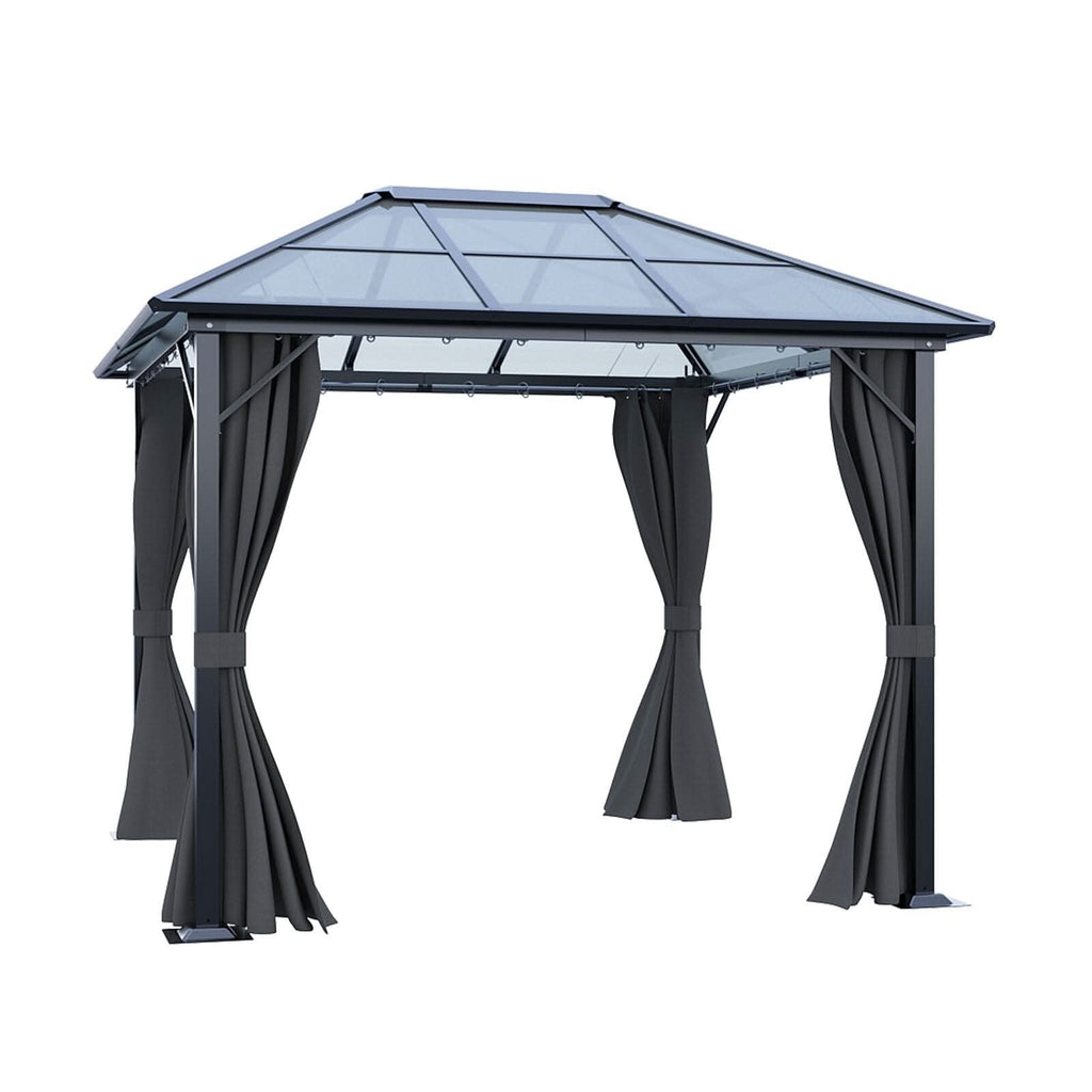 3*3*2.6m Dark Grey Single-roof Sunshade Canopy with Surrounding Fabric