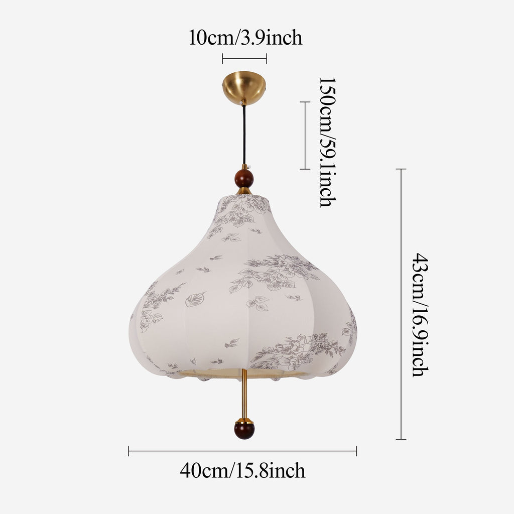Yellow Floral Fabric Pendant Light | Adjustable E27 Ceiling Lamp