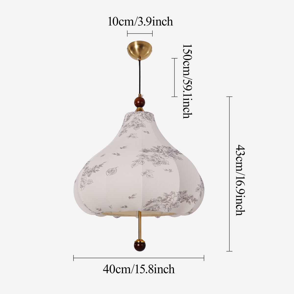 Yellow Floral Fabric Pendant Light | Adjustable E27 Ceiling Lamp