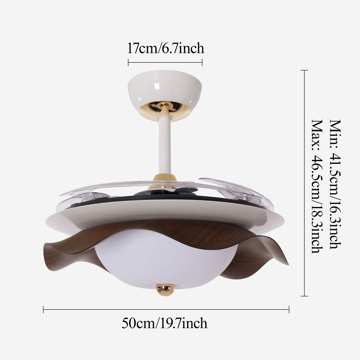 Lightsin 42 Inch Ceiling Fan with Dimmable LED and Reverse Airflow