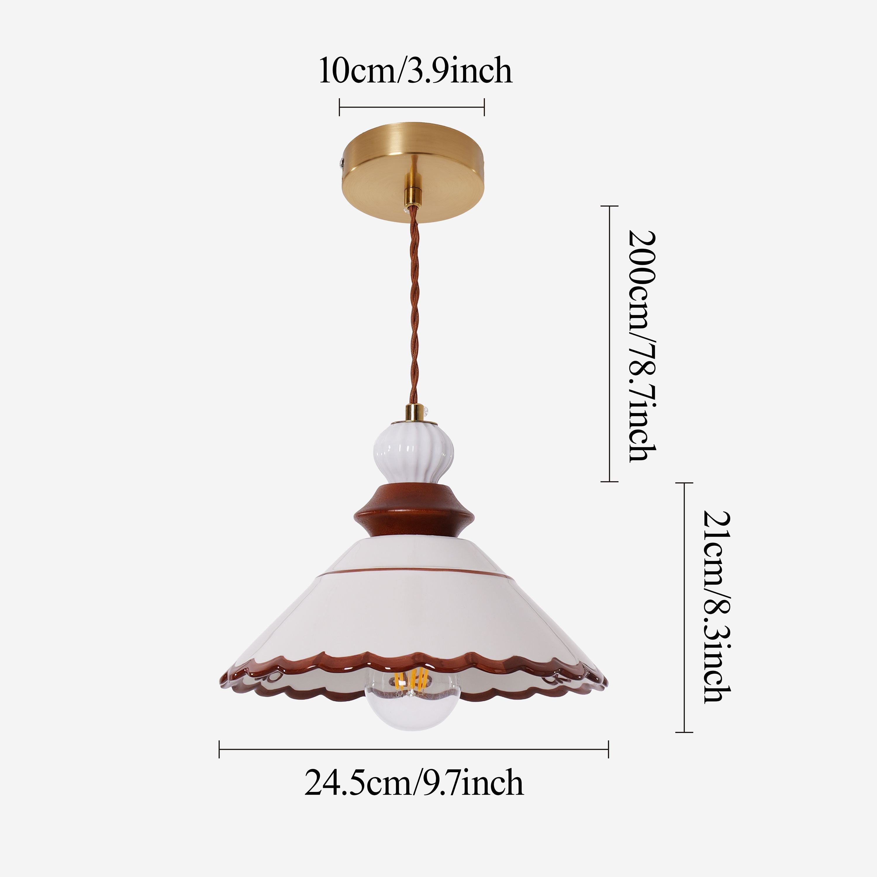 Brown Ceramic Lace Pendant Light | E27 Decorative Ceiling Lamp