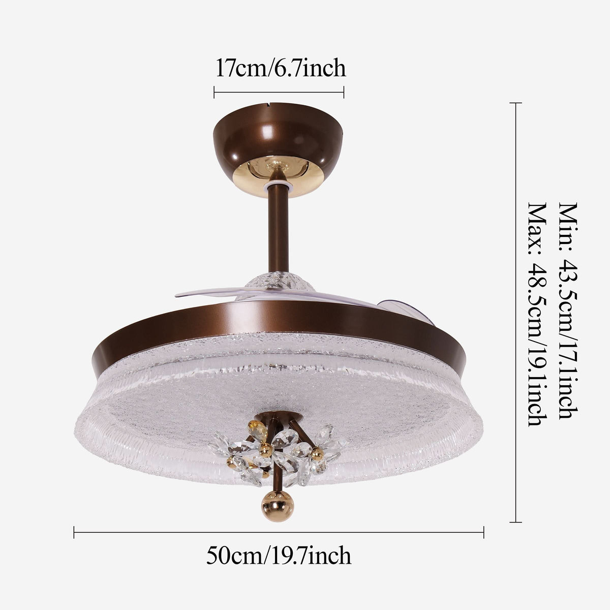 Lightsin 36 Inch Ceiling Fan with 6-Speed Remote and Reverse Motor