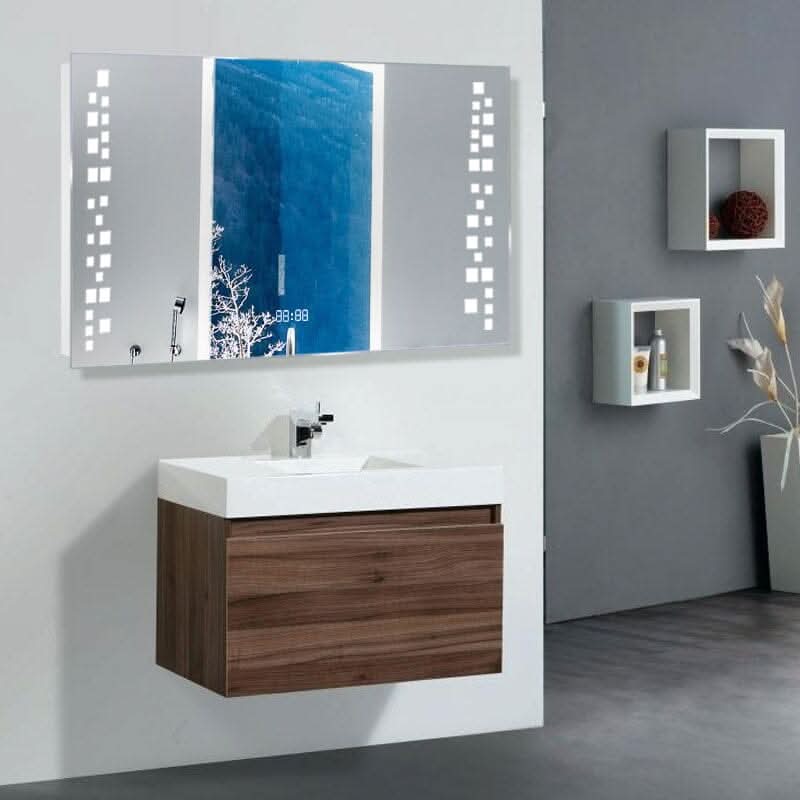 Modern Fog-Free LED Horizontal Bathroom Mirror, Surface Mount