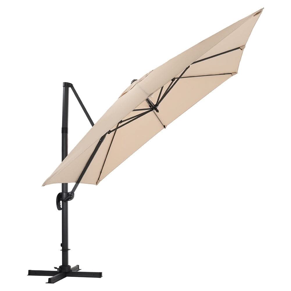 3 x 3 m Square Cantilever Parasol Outdoor Hanging Umbrella for Garden and Patio