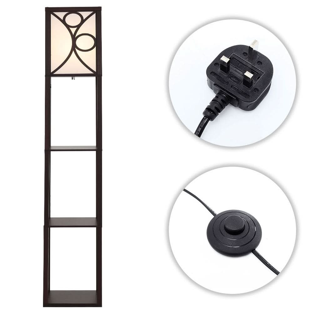 Modern Floor Lamp with 3 Wood Shelves
