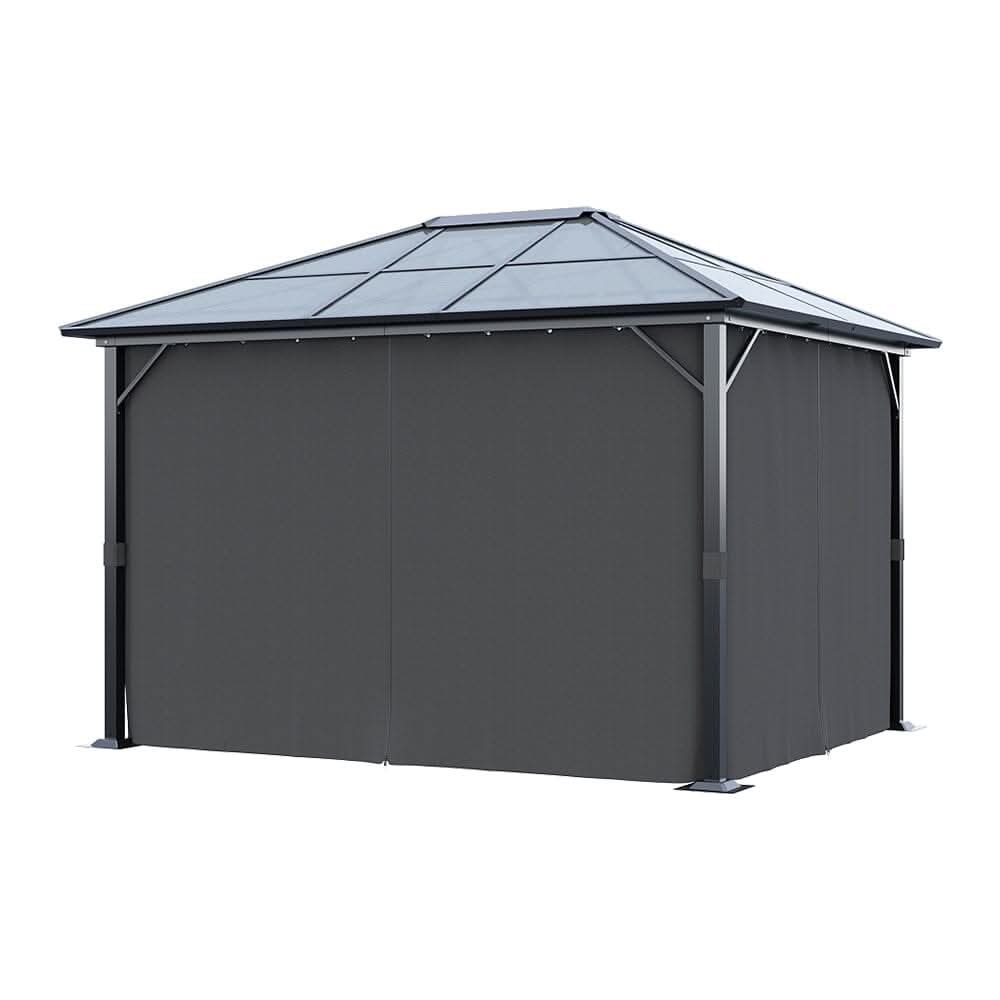 3*3.65*2.6m Dark Grey Single-roof Sunshade Canopy with Surrounding Fabric