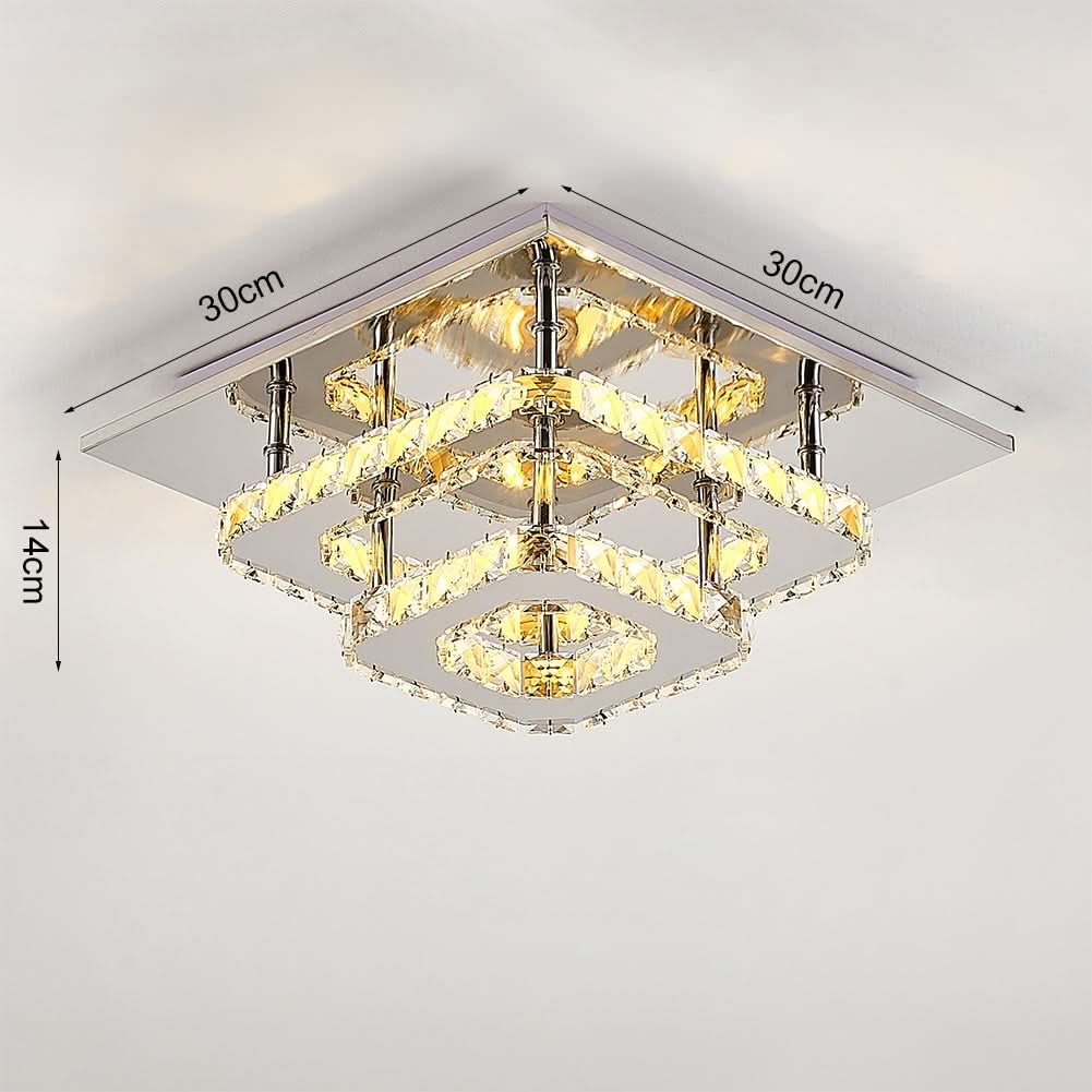 Modern 2-Tier Crystal LED Ceiling Light Fixture Dimmable/Non-dimmable
