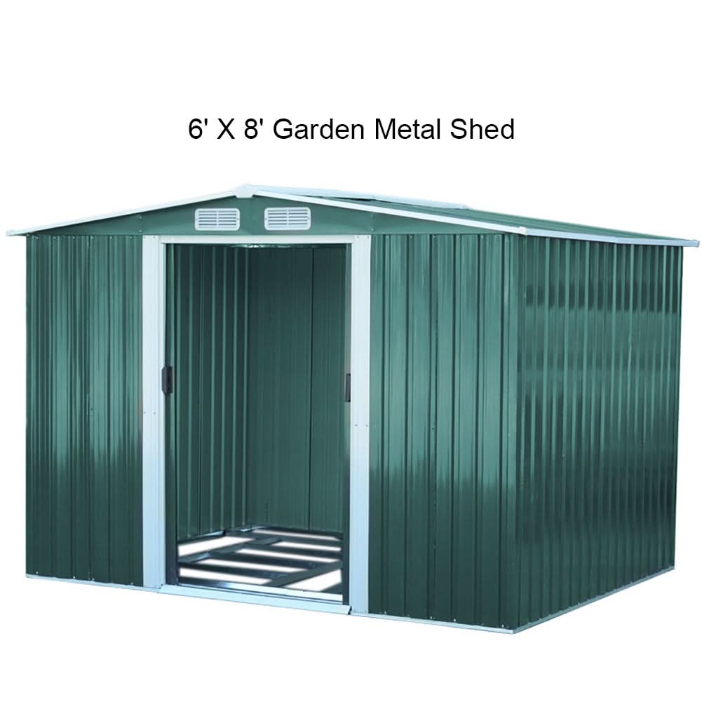 Waterproof 6x8/8x8/10x8/12x10ft Metal Shed with Gable Roof Charcoal Black/Green