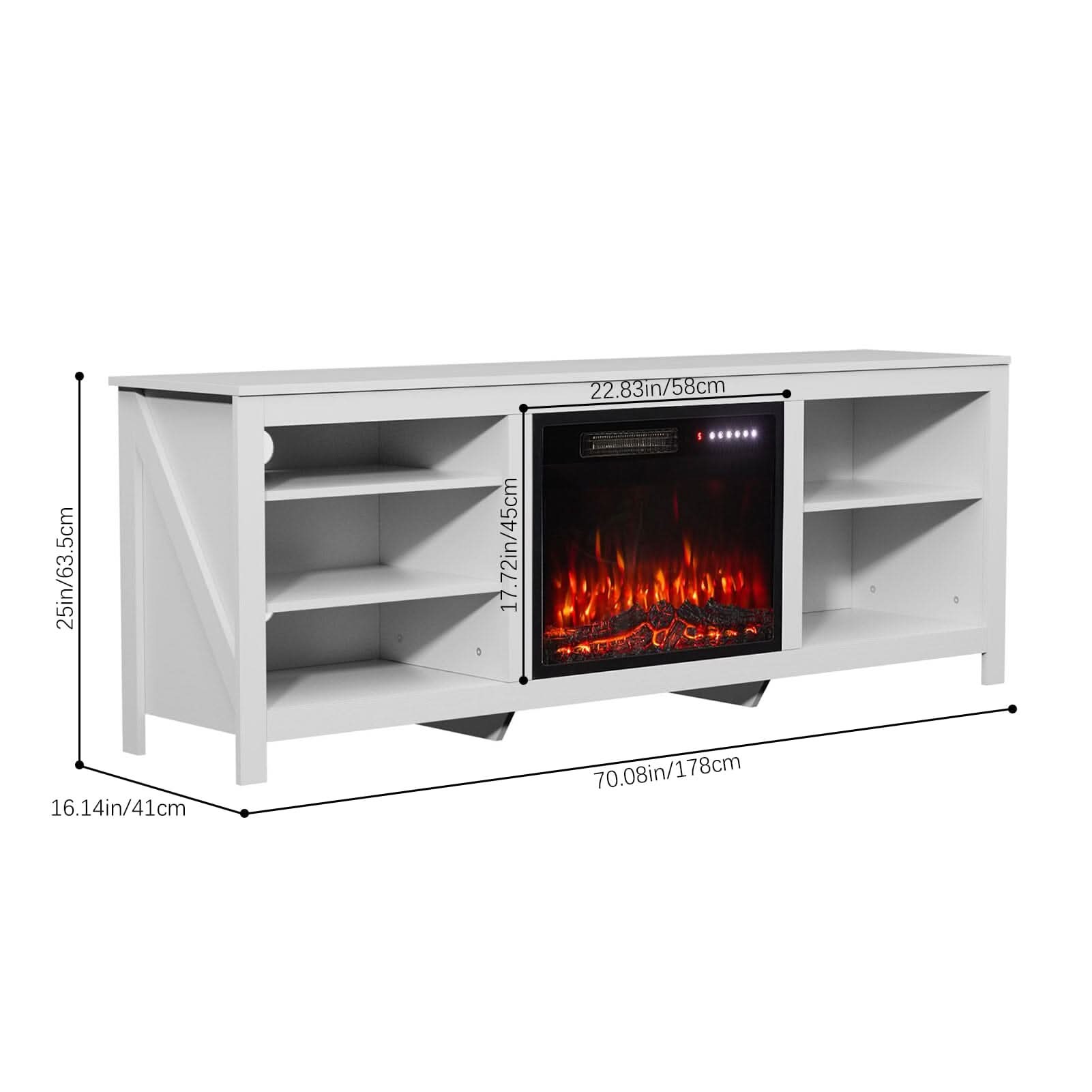 23Inch Electric Fireplace with TV Stand | 12 Flame Colours, Remote Control