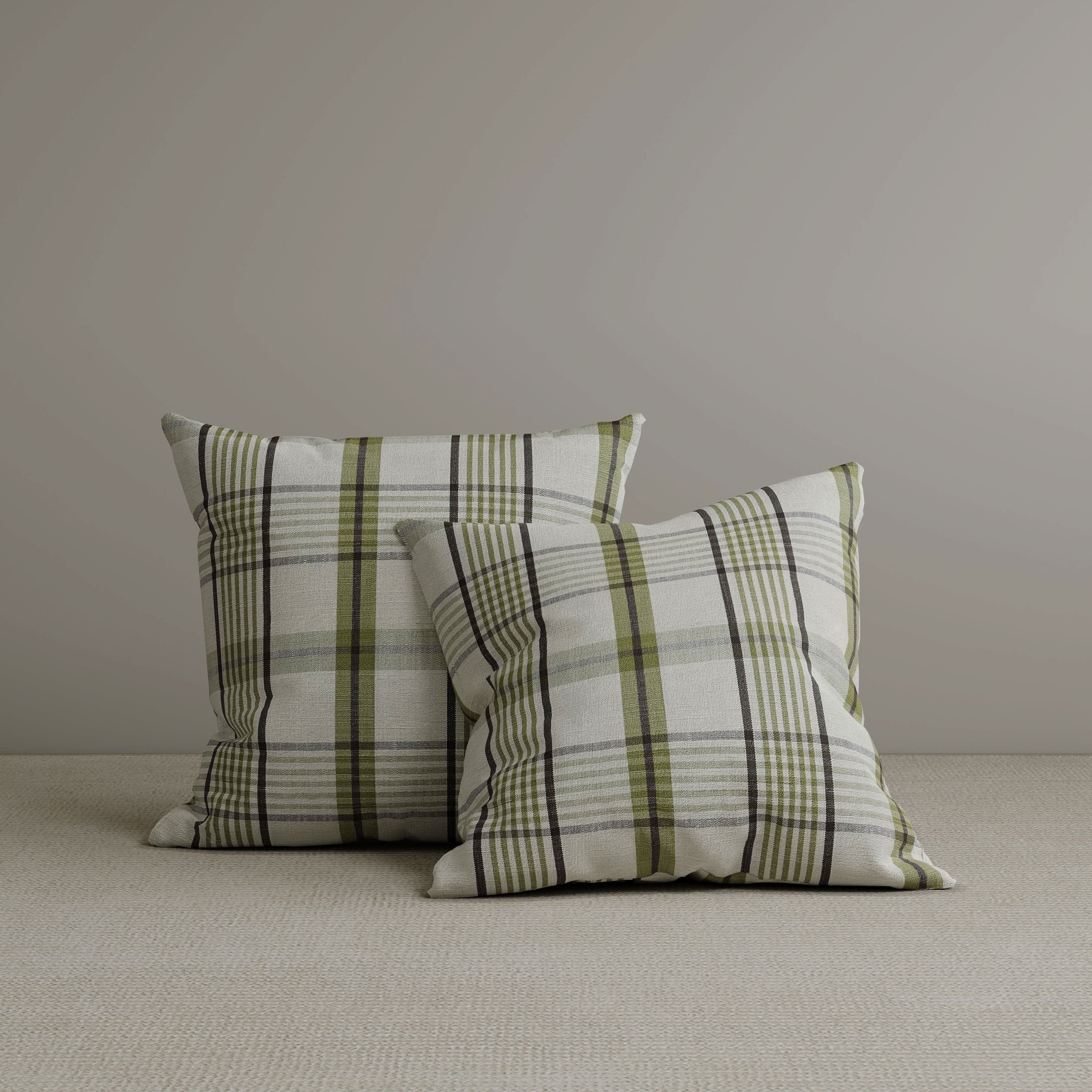 ‍Square Exclusive Design Cushion in Moss Green Plaid Cotton Linen, 45*45CM (100% off)