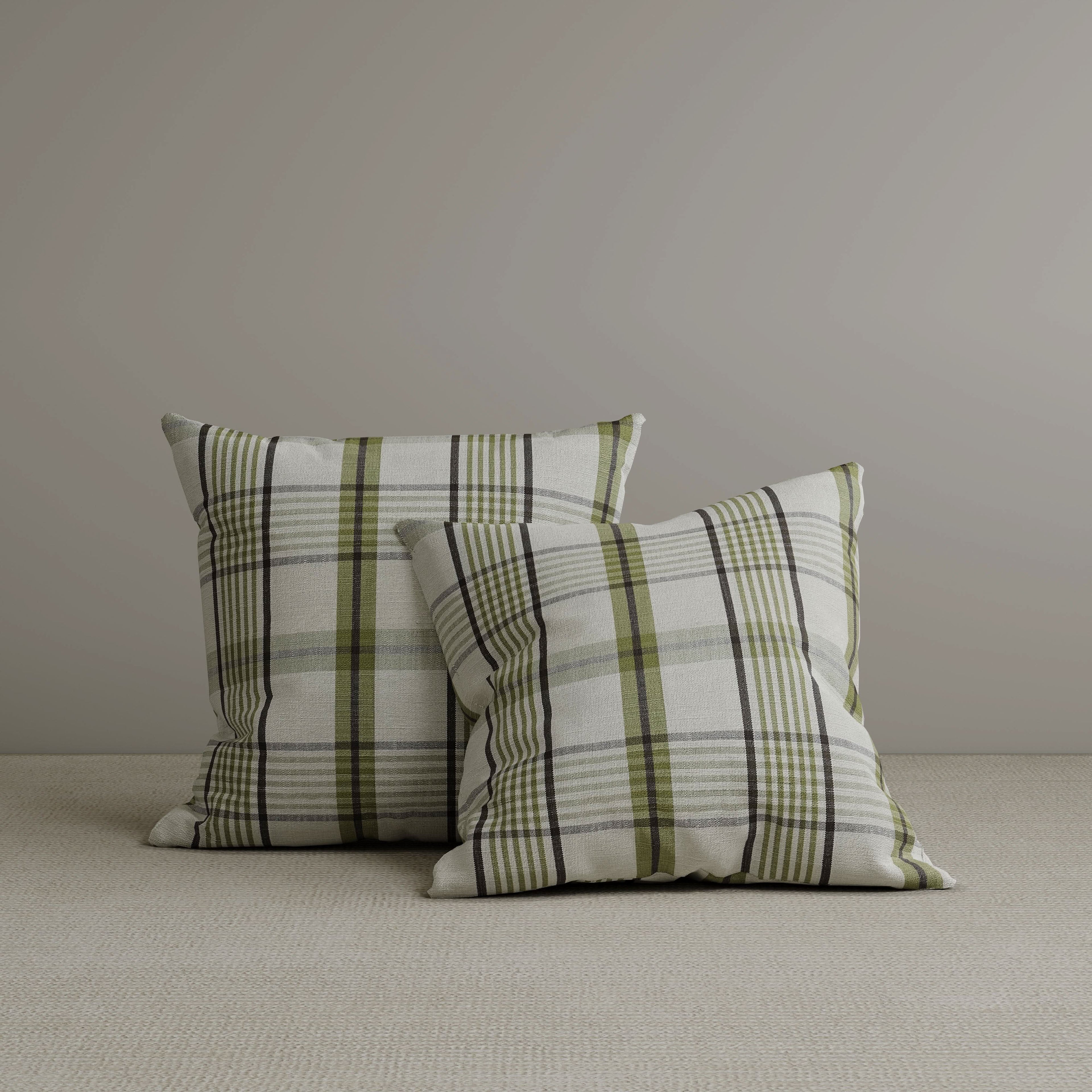 Square Exclusive Design Cushion in Moss Green Plaid Cotton Linen, 45*45CM