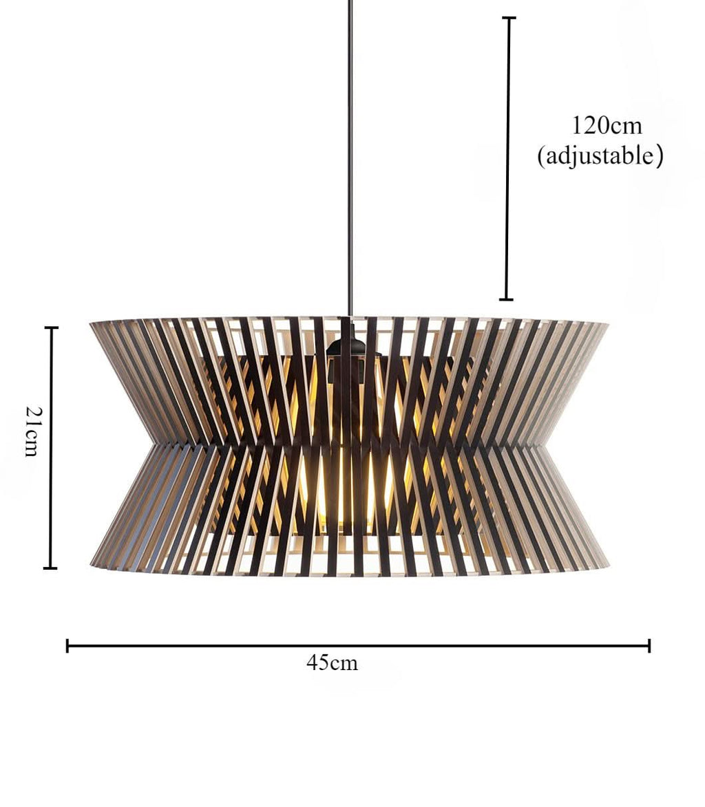Lightsin Modern LED Wood Craft Drum Hanging Pendant Lights