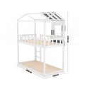 Modern Twin Bunk Bed Slatted Board House Shaped