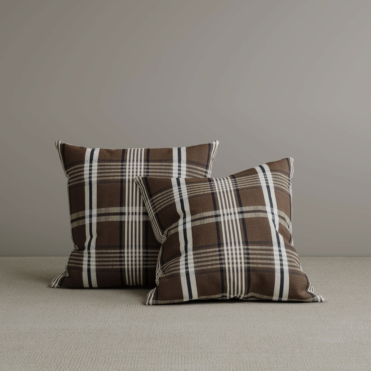 ‍Cottonfy Square Exclusive Design Cushion in Brown Checkered Cotton Linen, 45*45CM (100% off)