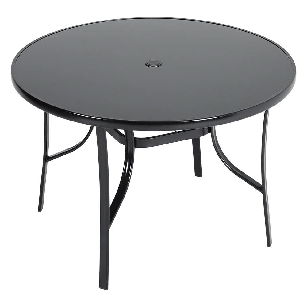 Patio Garden Dining Table with Umbrella Hole Glass Garden Table