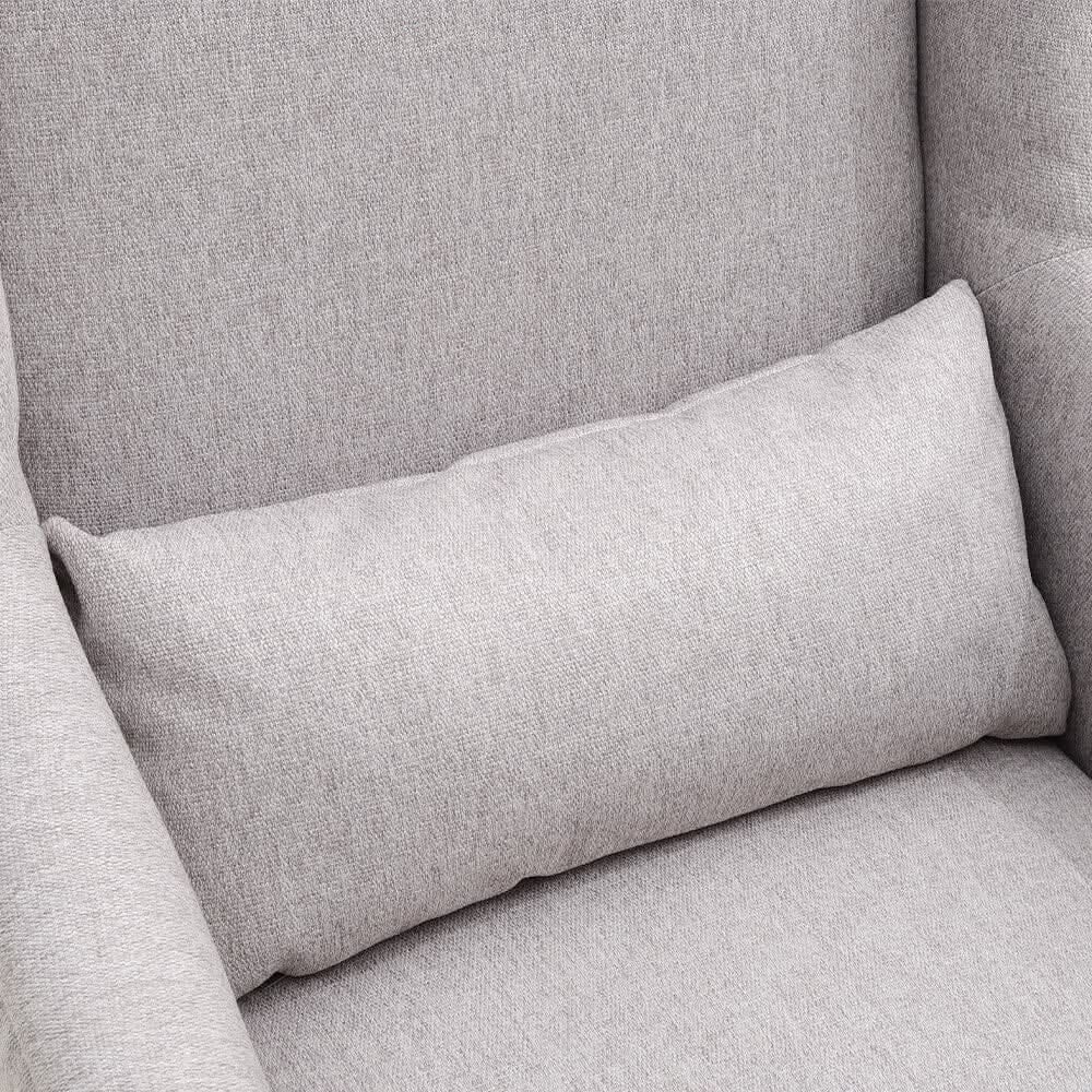 Grey Burlap High Back Studded Armchair with Cushion