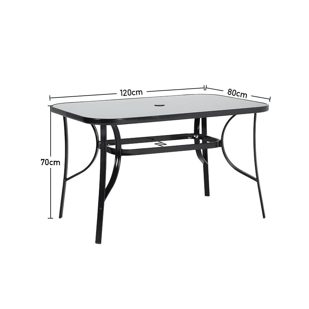Outdoor Rectangular Dining Table with Umbrella Hole, Garden Dining Table