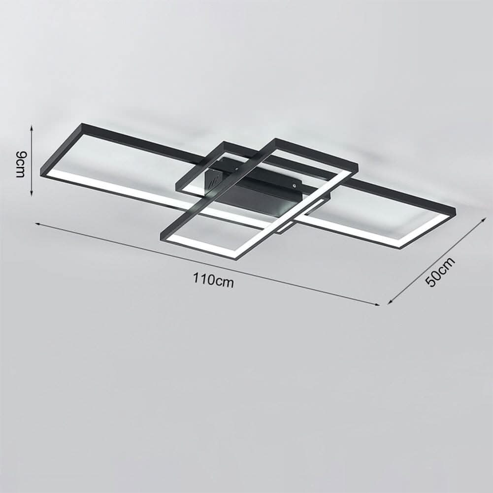 Modern LED Ceiling Light with 3 Black Rectangle Lampshades