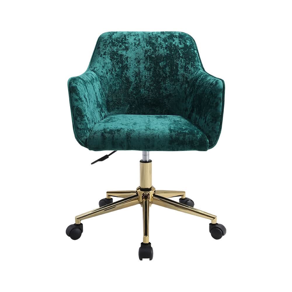 88cm Height Velvet Upholstered Home Office Swivel Task Chair with Flared Arms