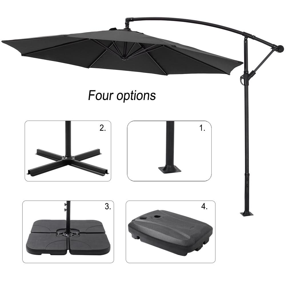 3M Sun Parasol Black Hanging Banana Umbrella