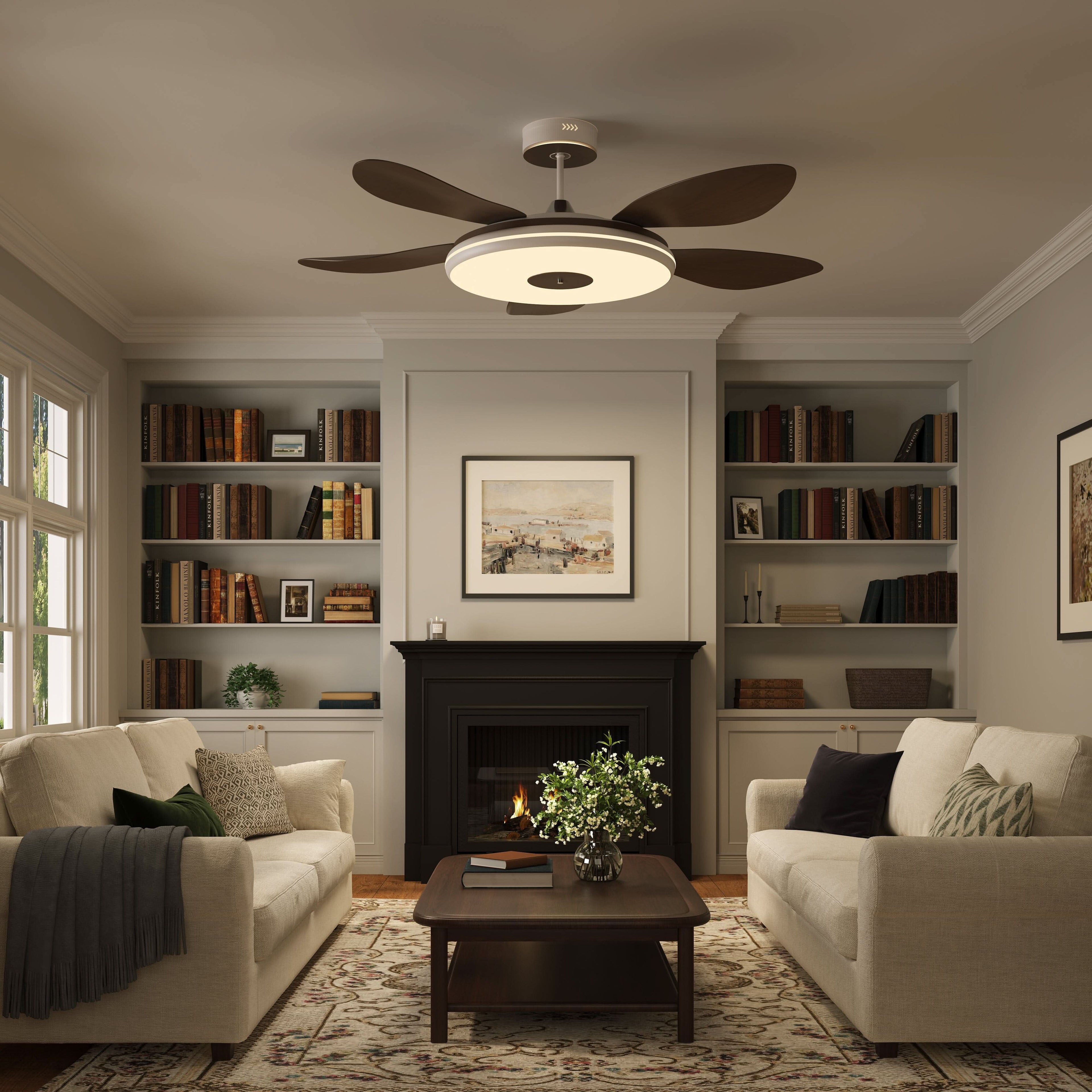 Lightsin 48 Inch Ceiling Fan with Bright LED and Timer Remote