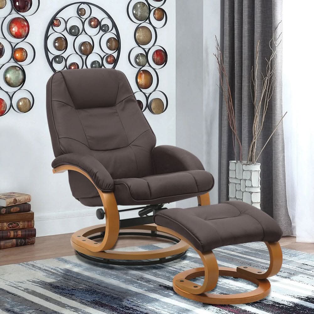 Leather Recliner Armchair with Footstool PU High Back