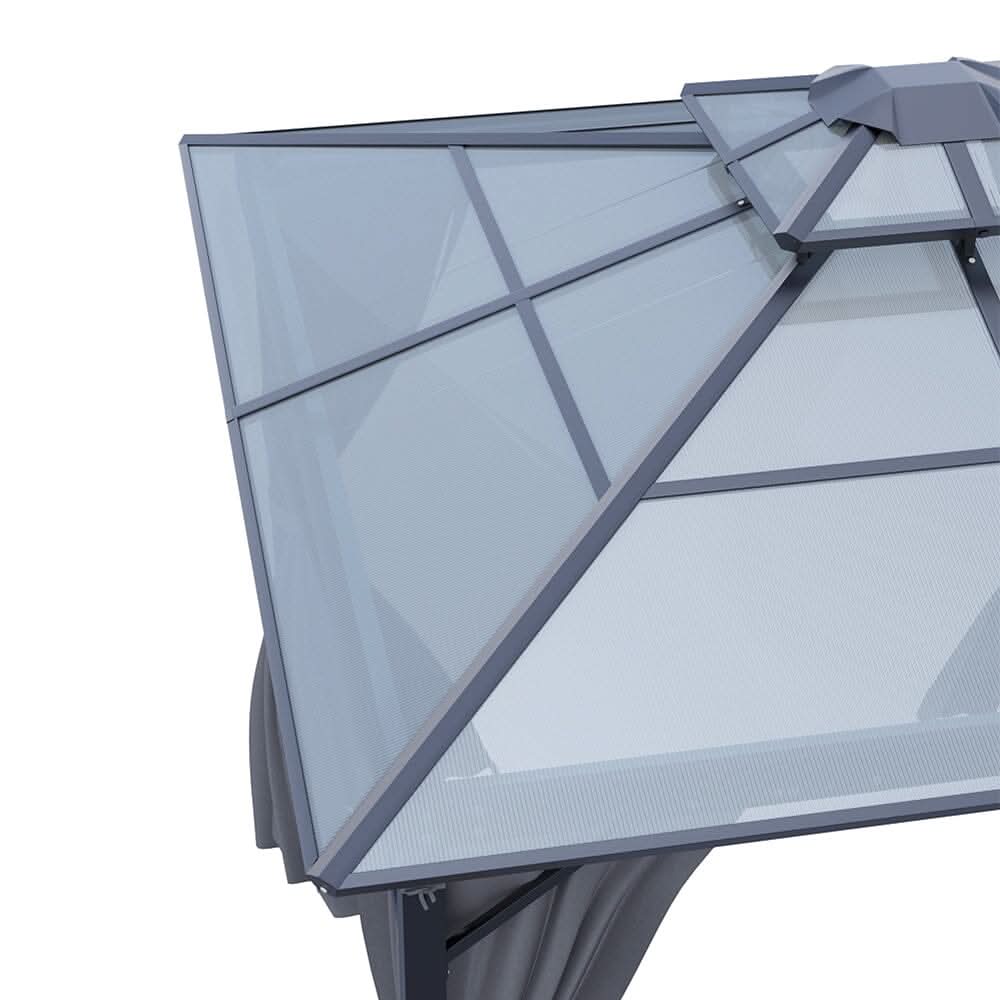 3*3*2.7m Iron and Aluminium Double-top Sun Canopy with Surround Fabric