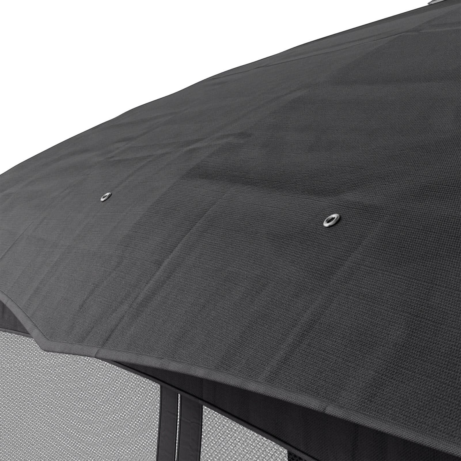 13ft Metal Pergola Refined Deep Gray with Enclosed Mesh Drapes