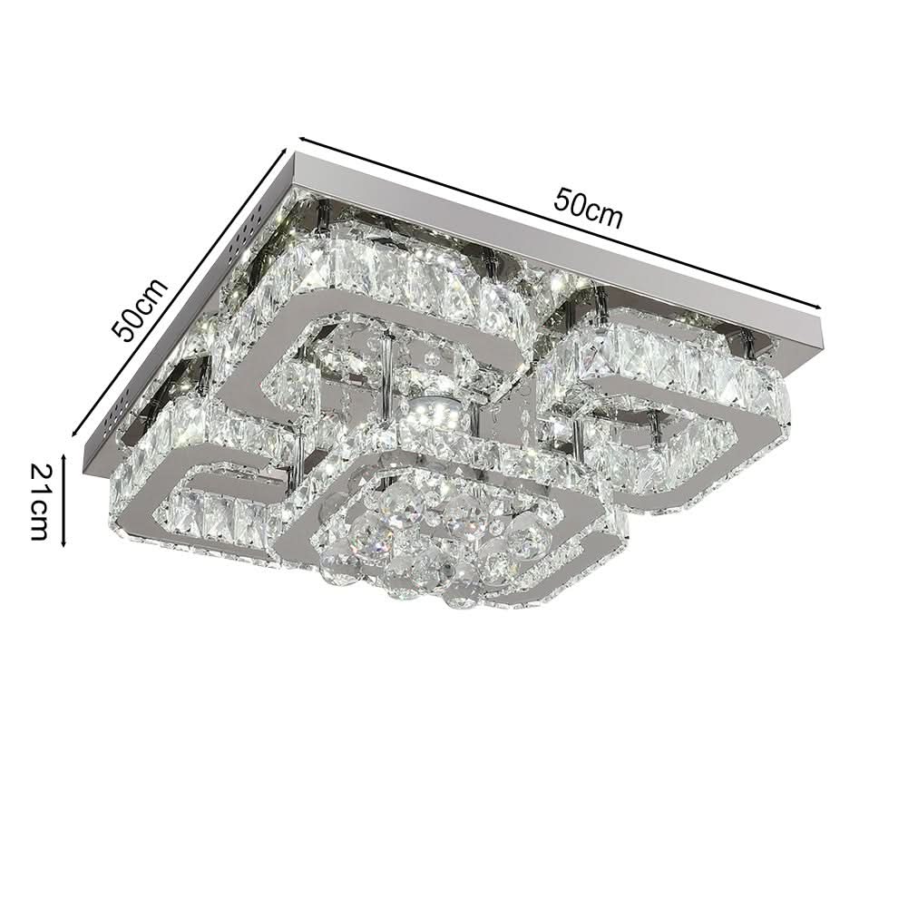 68 W Square LED Ceiling Light with Crystal Dimmable Warm Light