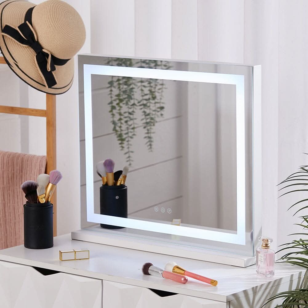 Contemporary Rectangle Vanity Mirror with LED Lights