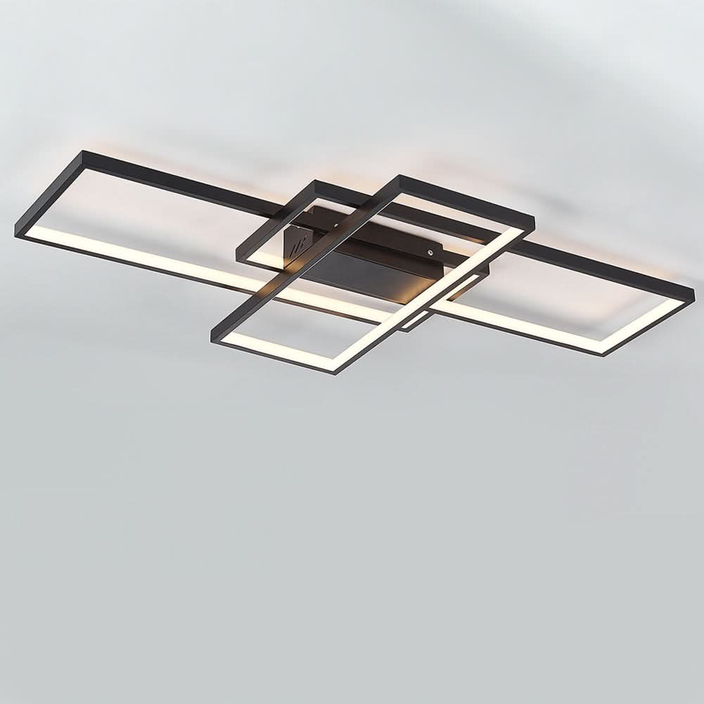 Modern LED Ceiling Light with 3 Black Rectangle Lampshades