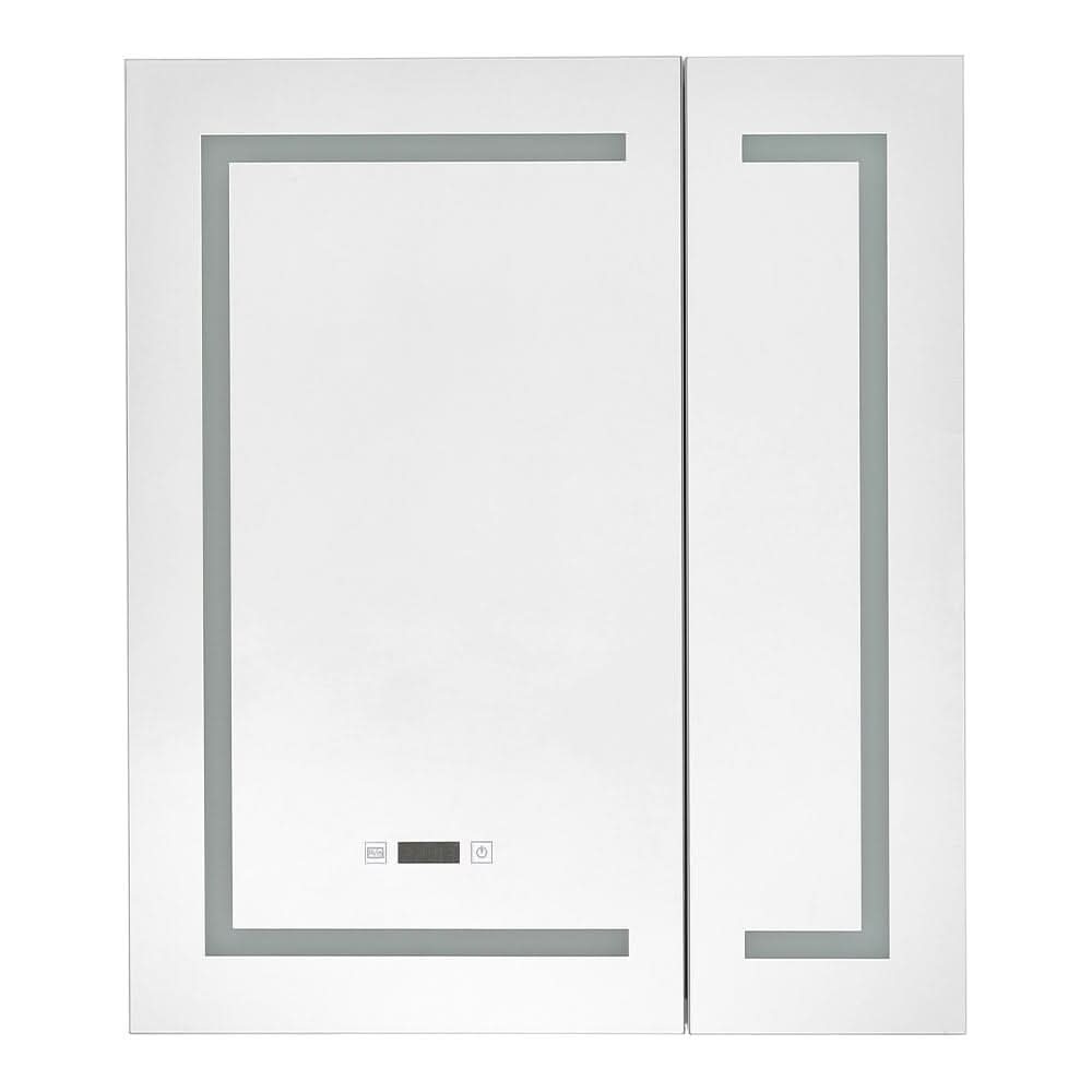 Frameless 2-Door LED Mirror Cabinet with Clock Display