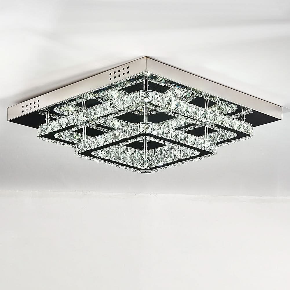 Modern 2-Tier Crystal LED Ceiling Light Fixture Dimmable/Non-dimmable