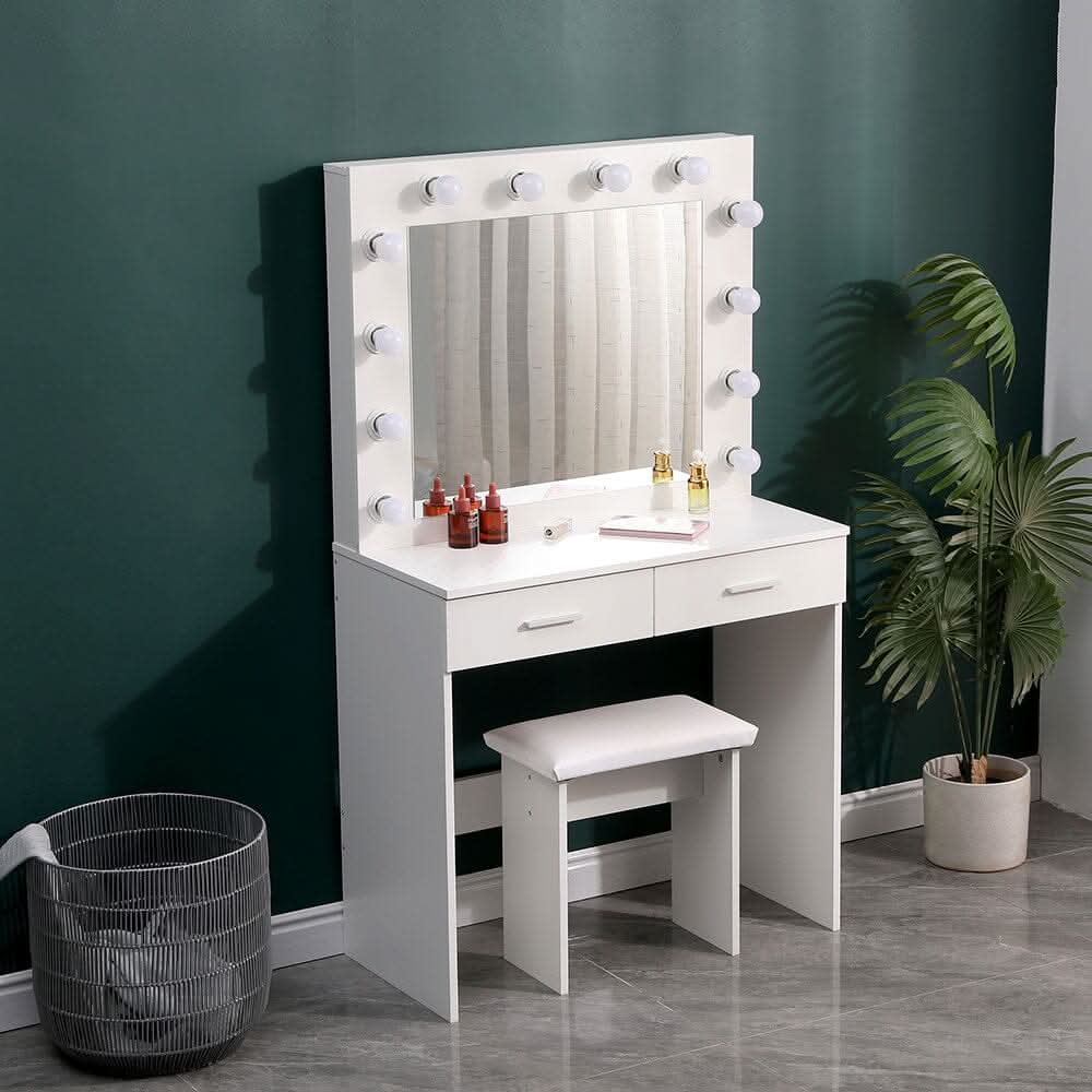 80cm W New Hollywood Dressing Table Set with Large Lighted Mirror