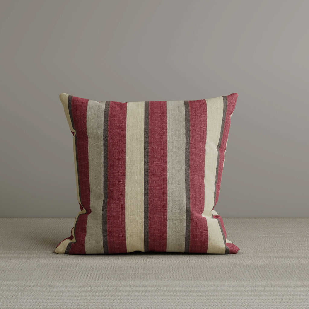 Square Exclusive Design Cushion in Claret Red Striped Cotton Linen, 45*45CM